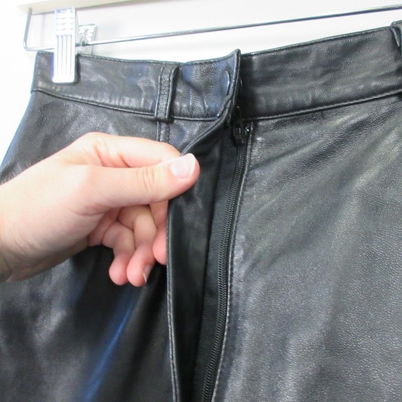 Deerskin Trading Post Leather Mini Skirt 6 Black Mini Vtg Y2k Biker Grunge 316 - Picture 8 of 14